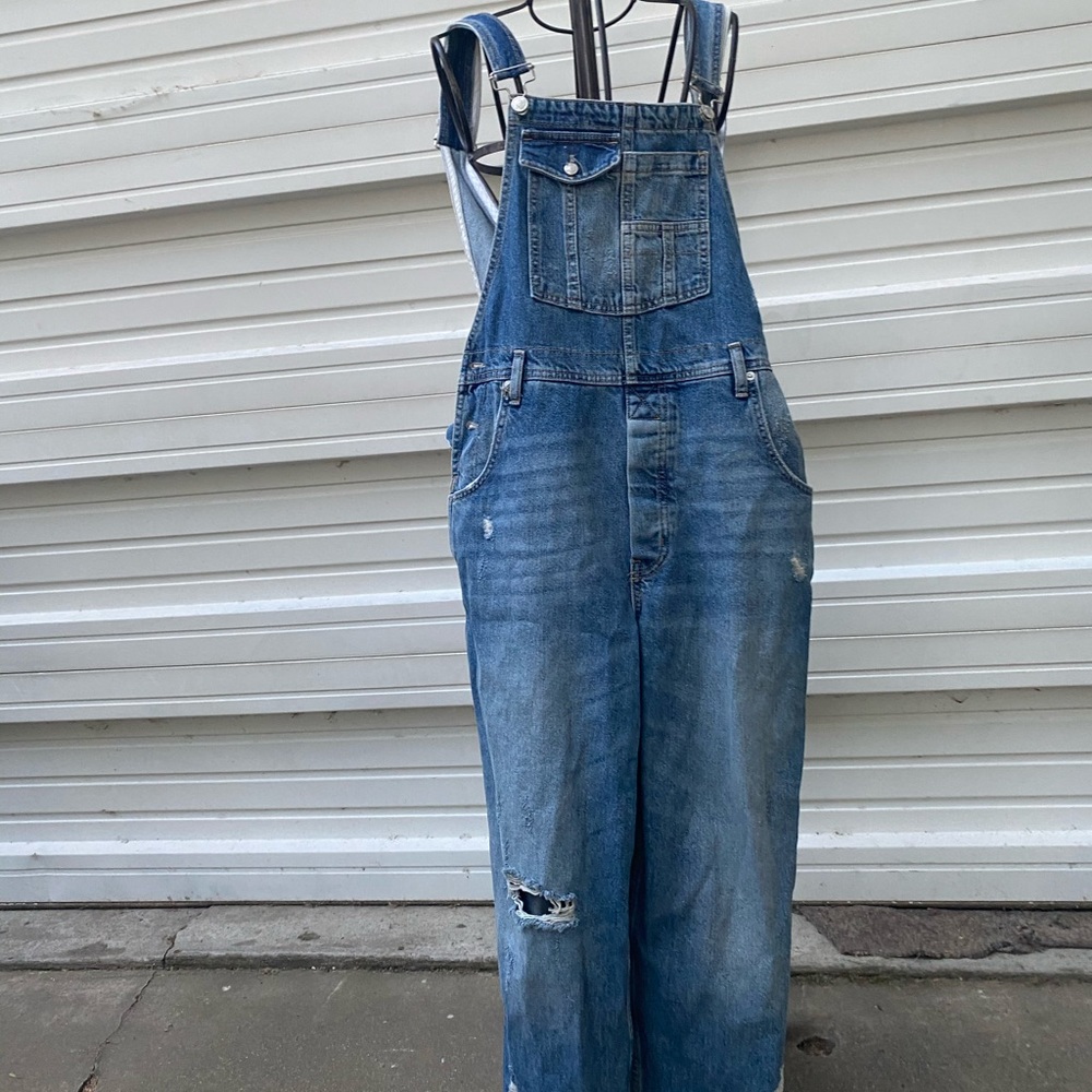 Free People Raw-Hem Boyfriend Overalls
